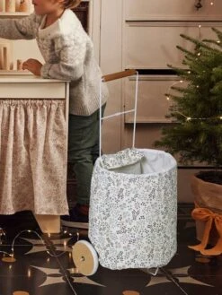 Panier De Courses à Roulettes En Métal, Tissu Et Bois FSC® Gris - Vertbaudet -Magasin De Périphériques Pour Enfants panier de courses a roulettes en metal tissu et bois fsc 2