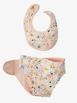 Sac à Langer Poupon + Couche + Bavoir En Gaze De Coton Rose - Vertbaudet -Magasin De Périphériques Pour Enfants sac a langer poupon couche bavoir en gaze de coton 4